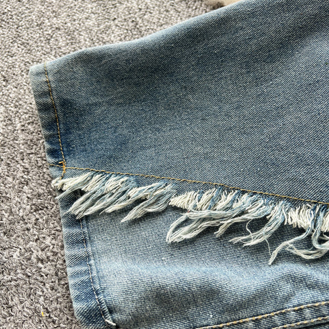 Striped Knitwear&Denim Skirt 2Pcs