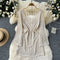 V-neck Hollowed Knitted Outwear Dress