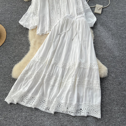 Shirt&Skirt Lace Patchwork 2Pcs