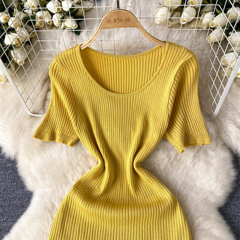 High-end Mesh Patchwork Knitted Dress