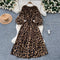 Vintage Leopard Printed Flared Dress