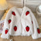 Cutie Strawberry Embroidered Furry Top