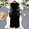 Embroidered Mesh Patchwork Velvet Dress