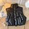 Stand Collar Zipped Cotton Vest Jacket