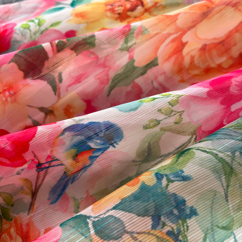 Single-breasted Top&Half-body Skirt Floral 2Pcs