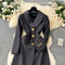 Vintage Lapeled Black Trench Coat