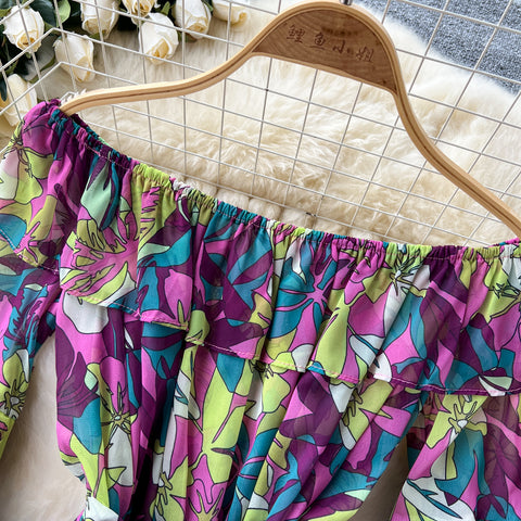 Floral Top&Wide-leg Trousers 2Pcs