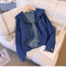 Double-layered Collar Denim Short Jacket