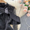 High-end Black Lace Patchwork Dress