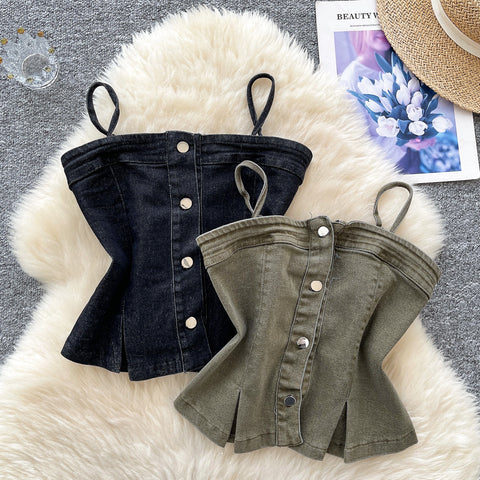 Korean Style Niche Denim Camisole