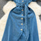 Lace-up Square Collar Denim Dress