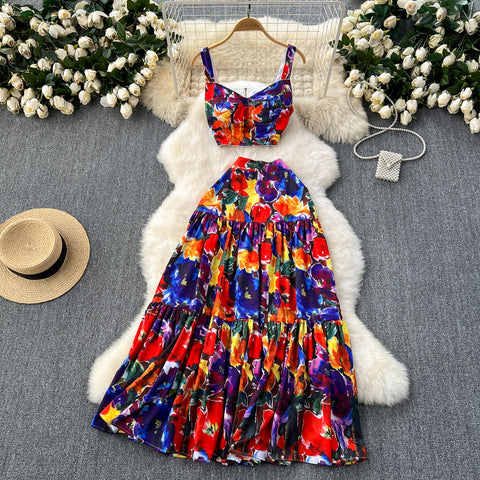 Camisole&Pleated Skirt Floral 2Pcs