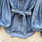 Vintage Stand Collar Lace-up Denim Shirt