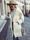 Color Blocking Plaid Fleece Coat