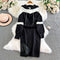 Black&White Drawstring Hooded Dress