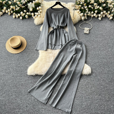Waist-slimming Knitwear&Trousers 2Pcs