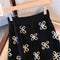 Four-leaf Clover Embroidered Knitted Skirt