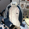 Color-blocking Striped Baseball Jacket