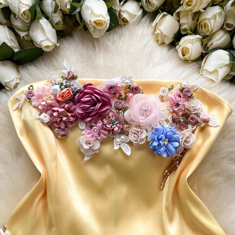 Fancy 3d Flower Satin Top