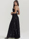 See-through Black Embroidered Slip Dress