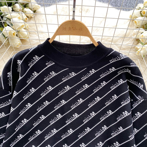 Printed Sweater&Skirt Knitted 2Pcs