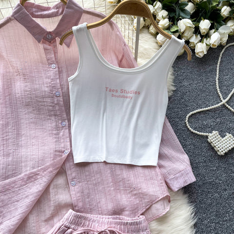 Shirt&Camisole&Shorts Sportswear 3Pcs
