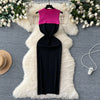 Chic Patchwork Black Knitted Dress