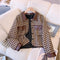 Loose-fit Houndstooth Printed Short Jacket