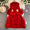 High-end 3d Ruffled Lace-up Dress