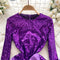 Crew Neck Purple Sequined Dress