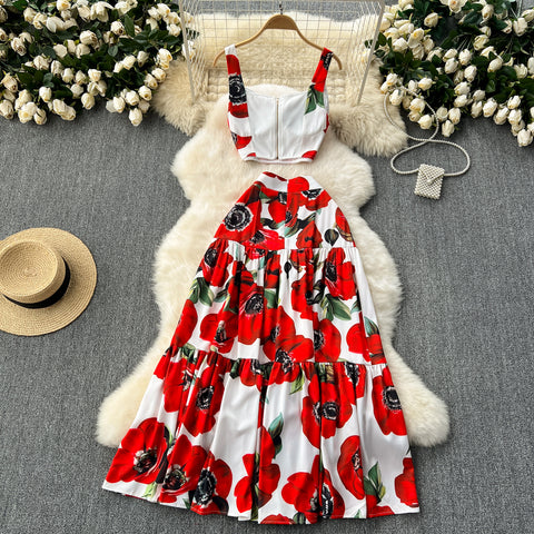 Camisole&Pleated Skirt Floral 2Pcs