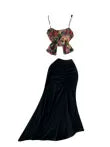 Floral Camisole&Black Skirt 2Pcs