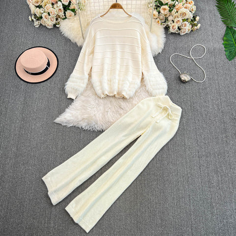 Sweater&Trousers White Sportswear 2Pcs