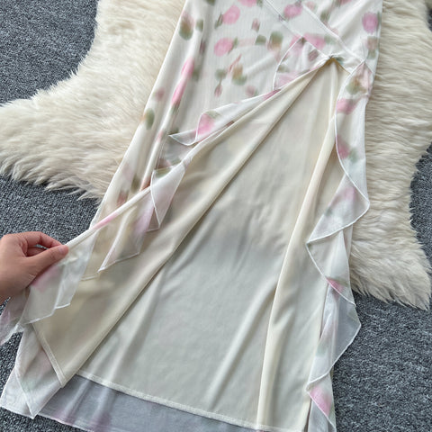 Fairy Strapless Floral Mesh Dress