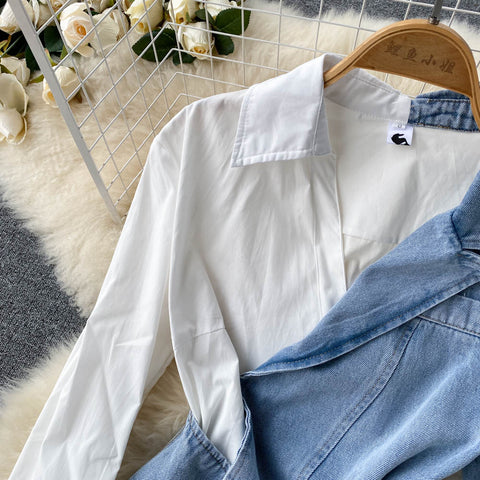 Irregular Design Patchwork Shirt Dress