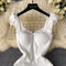 High-end Lace Neckline White Dress