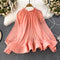 Round Collar Ruffled Chiffon Top