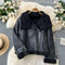 Lamb's Wool Lapel Thickened Biker Jacket