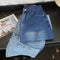 Furry Patchwork Gradient Blue Jeans