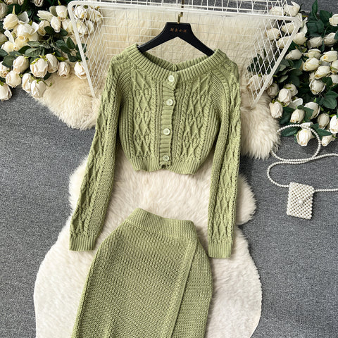 Twisted Cardigan&Skirt Thermal 2Pcs