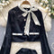 Bow-tie Cardigan&Skirt Velvet 2Pcs