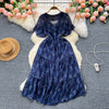 French Style V-neck Floral Chiffon Dress