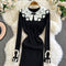 Niche Doll Collar Knitted Black Dress