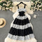 Black&White Lace Patchwork Slip Dress