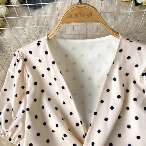 Knotted Top&Skirt Polka Dot 2Pcs