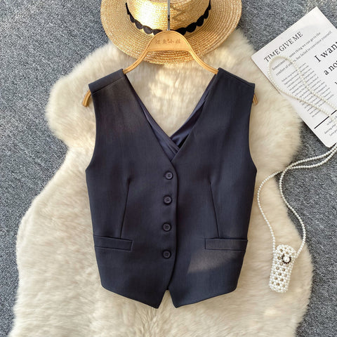 V-neck Single-breasted Suit Vest