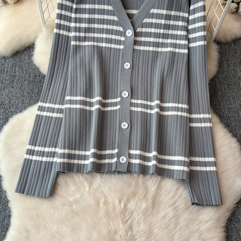 Camisole&Cardigan&Trousers Striped 3Pcs