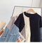 Denim Sleeve Patchwork Colorful Sweater