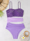 Purple Gradient Waist Simple Design Swimwear