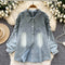 Denim Shirt & Vest Korean Style 2Pcs